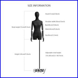 High-grade Black Half Body Female Mannequin,Adjustable Women Cotton Dress Form, Clothing Model Props,Adult Mannequin with Flexible Wood Arms