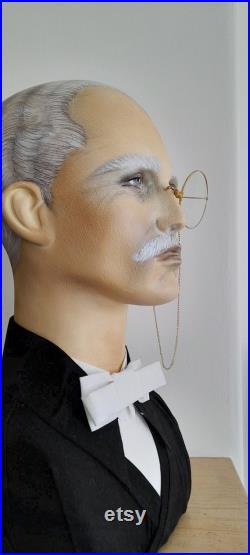 House of harlequin theatre Male art deco mannequin head man smart gentleman wig hat display 1930 early 20th century bespoke handpainted