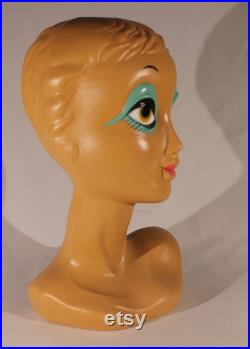 Iconic Mannequin Twiggy Model Head by Huard, France, 1970's, Space Age Design