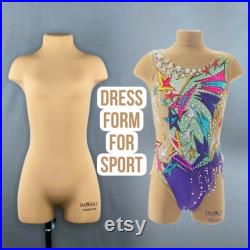 Iminera Sport dress form, mannequin for sewing leotards, pinnable torso, dressmaker's dummy