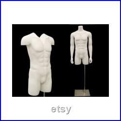 Invisible Ghost Male Mannequin 3 4 Body with Arms and Thighs Includes Base TMW-IV