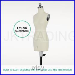 JKCrafts Half Scale Professional Female 1 2 Body Dress Form of SZ 10 Dressmaker Model Dummy Dressmaking Mannequin Tailor Sewing Draping