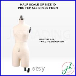 JKCrafts Half Scale Professional Female 3 4 Body Dress Form of SZ 10 Dressmaker Model Dummy Dressmaking Mannequin Tailor Sewing Draping