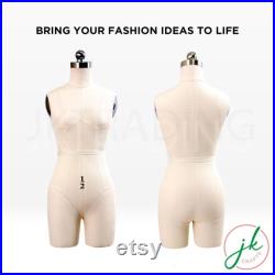 JKCrafts Half Scale Professional Female 3 4 Body Dress Form of SZ 10 Dressmaker Model Dummy Dressmaking Mannequin Tailor Sewing Draping