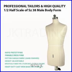 JKCrafts Half Scale Professional Male 1 2 Body Dress Form of SZ 38 Dressmaker Model Dummy Dressmaking Mannequin Tailor Sewing Draping