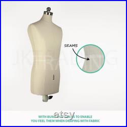 JKCrafts Half Scale Professional Male 1 2 Body Dress Form of SZ 38 Dressmaker Model Dummy Dressmaking Mannequin Tailor Sewing Draping
