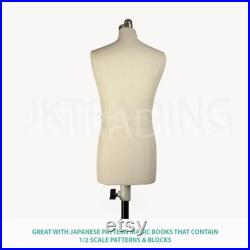 JKCrafts Half Scale Professional Male 1 2 Body Dress Form of SZ 38 Dressmaker Model Dummy Dressmaking Mannequin Tailor Sewing Draping