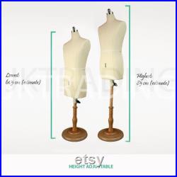 JKCrafts Half Scale Professional Male 1 2 Body Dress Form of SZ 38 Dressmaker Model Dummy Dressmaking Mannequin Tailor Sewing Draping