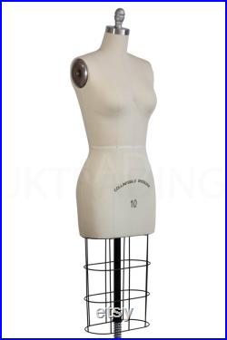 JKCrafts Professional Dress Form Industry Std Half Body Women w Collapsible Shoulders Dressmaker Model Dummy Dressmaking Mannequin