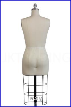 JKCrafts Professional Dress Form Industry Std Half Body Women w Collapsible Shoulders Dressmaker Model Dummy Dressmaking Mannequin