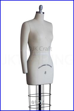 JKCrafts Professional Dress Form Industry Std Half Body Women w Collapsible Shoulders Dressmaker Model Dummy Dressmaking Mannequin