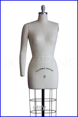JKCrafts Professional Dress Form Industry Std Half Body Women w Collapsible Shoulders Dressmaker Model Dummy Dressmaking Mannequin