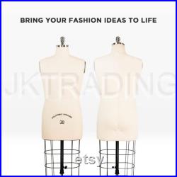 JKCrafts Professional Male Dress Form Industry Std Half Body Man w Collapsible Shoulders Dressmaker Model Dummy Dressmaking Mannequin