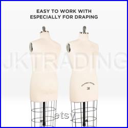 JKCrafts Professional Male Dress Form Industry Std Half Body Man w Collapsible Shoulders Dressmaker Model Dummy Dressmaking Mannequin