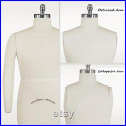 JKCrafts Professional Male Dress Form Industry Std Half Body Man w Collapsible Shoulders Dressmaker Model Dummy Dressmaking Mannequin