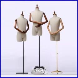 Jelimate Half Body Male Mannequin Torso,Beige Linen Fabric Male Dress Form For Sewing,Suit Display Stand Clothing Display Mannequin Dummy