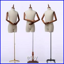 Jelimate Half Body Male Mannequin Torso,Beige Linen Fabric Male Dress Form For Sewing,Suit Display Stand Clothing Display Mannequin Dummy