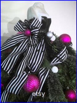 Jewelry Christmas Display Dress Form Tree Fuchsia Mannequin Tree Black White Decorated Dress Form Floral Display Custom Order
