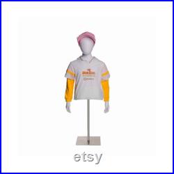 Kids Boy Torso Fiberglass Glossy White Faceless Mannequin with Arms and Base YD-K05