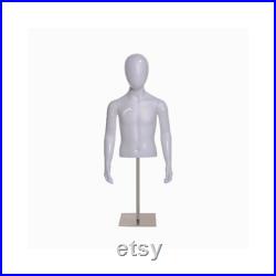 Kids Boy Torso Fiberglass Glossy White Faceless Mannequin with Arms and Base YD-K05