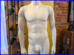 LOCAL PICKUP 1990s Vintage Gap Hard White Plastic Male Mannequin LUKE with heavy metal stand