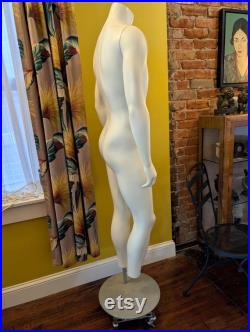LOCAL PICKUP 1990s Vintage Gap Hard White Plastic Male Mannequin LUKE with heavy metal stand