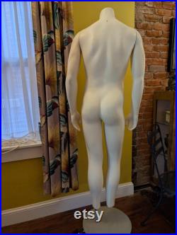 LOCAL PICKUP 1990s Vintage Gap Hard White Plastic Male Mannequin LUKE with heavy metal stand