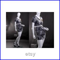 Ladies Full Body Egg Head Fiberglass Glossy White Fashion Mannequin with Base LISA4EG