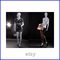 Ladies Full Body Egg Head Fiberglass Glossy White Fashion Mannequin with Base LISA4EG