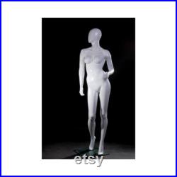Ladies Full Body Egg Head Fiberglass Glossy White Fashion Mannequin with Base LISA4EG