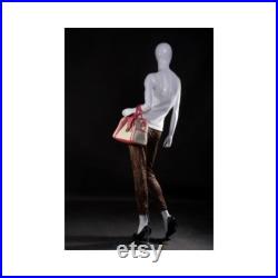 Ladies Full Body Egg Head Fiberglass Glossy White Fashion Mannequin with Base LISA4EG