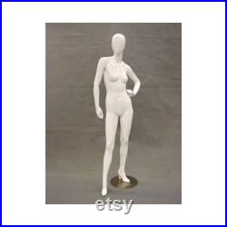 Ladies Glossy White Egg Head Full Body Women's Mannequin With Removable Heels