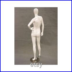 Ladies Glossy White Egg Head Full Body Women's Mannequin With Removable Heels