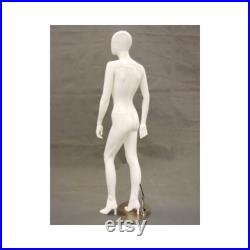 Ladies Glossy White Egg Head Full Body Women's Mannequin With Removable Heels GS8W1