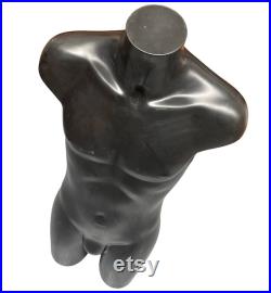 Large Male Torso Mannequin, Black Plastic, Interior Decor Design. Perfect for the home or retail display.FREE UK Delivery