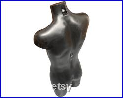 Large Male Torso Mannequin, Black Plastic, Interior Decor Design. Perfect for the home or retail display.FREE UK Delivery