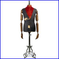 Large STOCKMAN PARIS male mannequin bust in wood and fabric on nickel-plated brass tripod Late 19th century Parisian fashion France