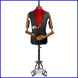 Large STOCKMAN PARIS male mannequin bust in wood and fabric on nickel-plated brass tripod Late 19th century Parisian fashion France