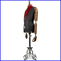 Large STOCKMAN PARIS male mannequin bust in wood and fabric on nickel-plated brass tripod Late 19th century Parisian fashion France