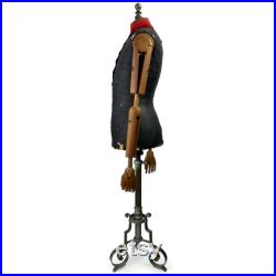 Large STOCKMAN PARIS male mannequin bust in wood and fabric on nickel-plated brass tripod Late 19th century Parisian fashion France