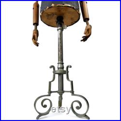 Large STOCKMAN PARIS male mannequin bust in wood and fabric on nickel-plated brass tripod Late 19th century Parisian fashion France