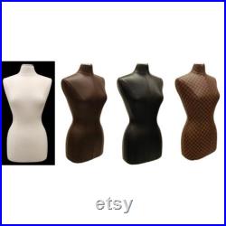 Leather Covered Female Dress Form Body Form Mannequin Size 6 8 Includes Base F6 8PU