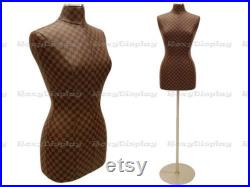 Leather Covered Female Dress Form Body Form Mannequin Size 6 8 Includes Base F6 8PU