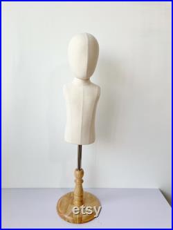 Lilladisplay 6 Months Pinnable Sewing Light Linen Wooden Base Unisex Child Mannequin Dress Form Harper01