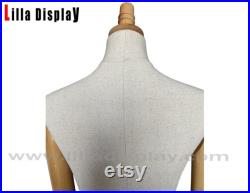 Lilladisplay Natural Wooden Tripod Base Wooden Neck Natural Linen Female Mannequin Dress Form Tara