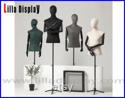 Lilladisplay adjustable black tripod base black arms articulated head 12 colors choice suede velvet male dress forms Albert