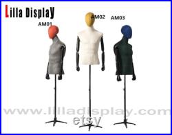 Lilladisplay adjustable black tripod base black arms articulated head 12 colors choice suede velvet male dress forms Albert