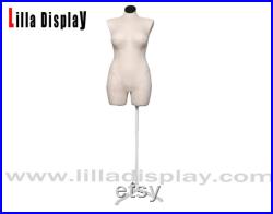 Lilladisplay adjustable white tripod base white linen plus size sewing female dress form Plusmannequin01