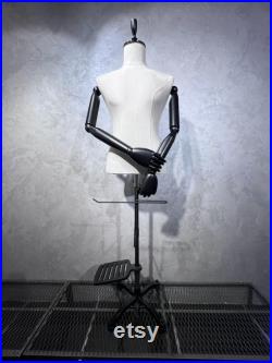 Linen Fabric Covered Male Rehearsal Mannequin With Wooden Sleeves, Men's Tailor Mannequin