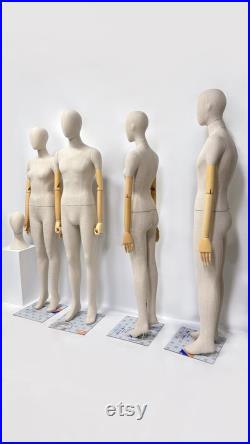 Linen Full Body Mannequin Female Dress Form with Wooden Arms
